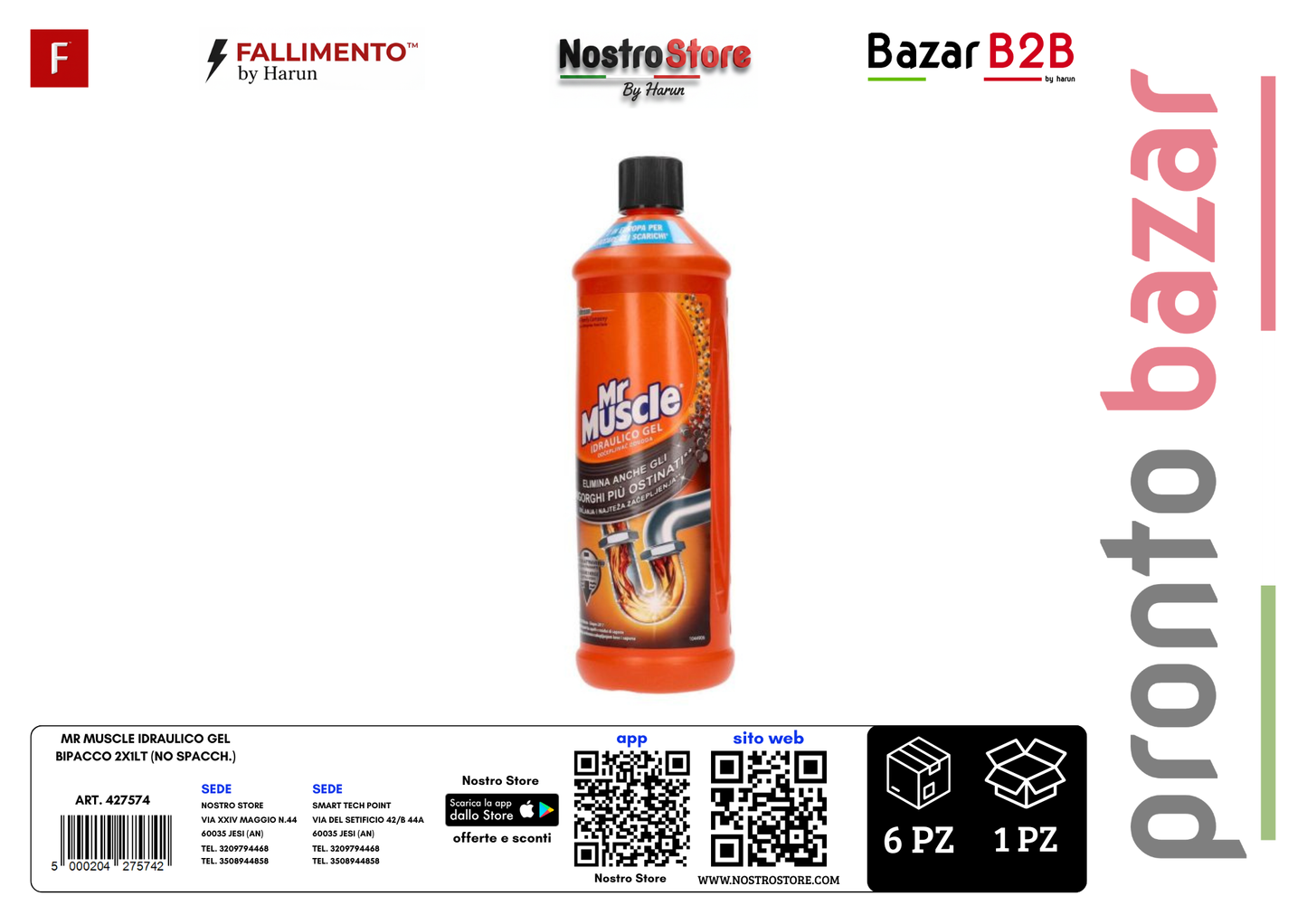 MR MUSCLE IDRAULICO GEL BIPACCO 1LT (NO SPACCH.)