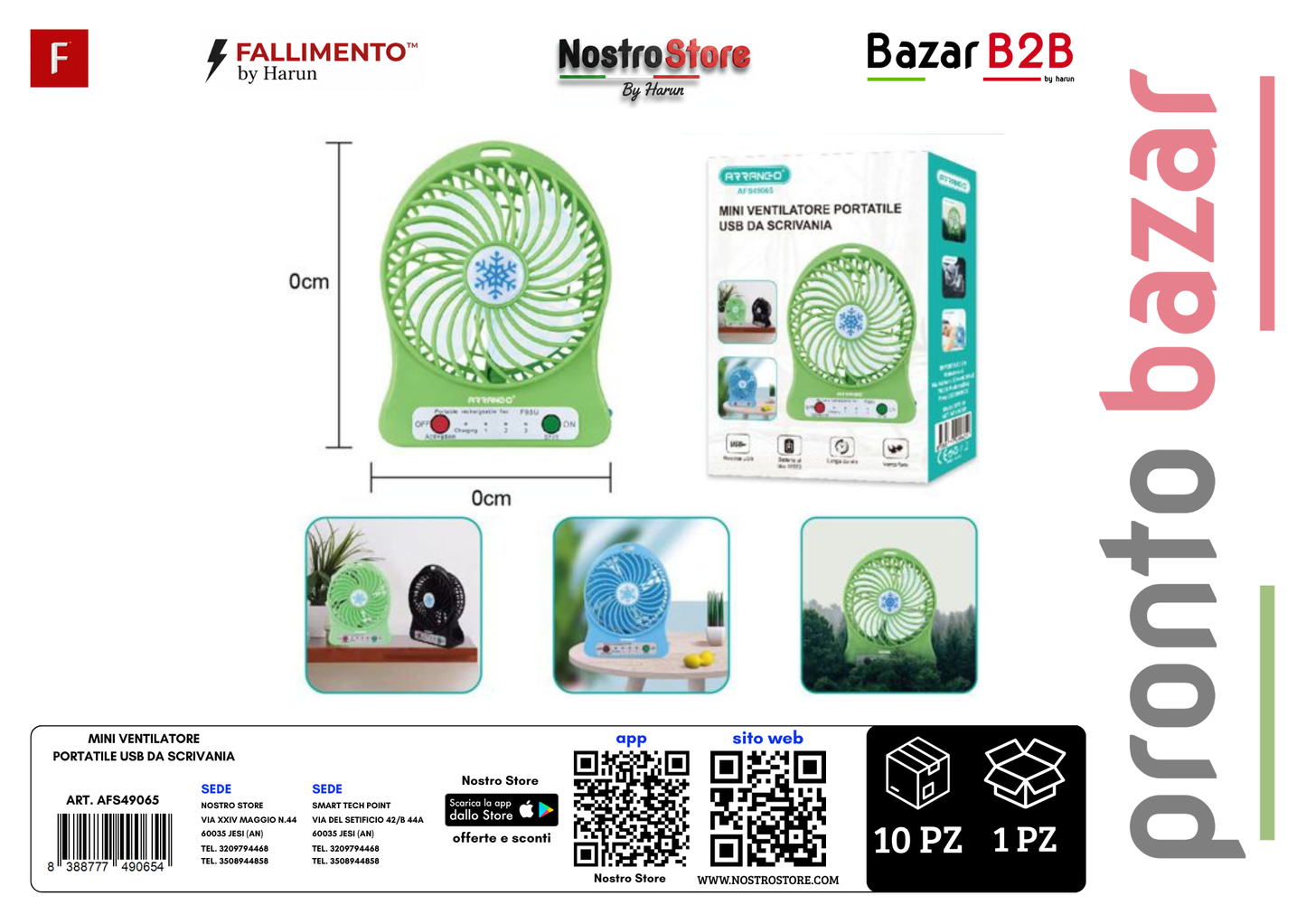 MINI VENTILATORE PORTATILE USB DA SCRIVANIA