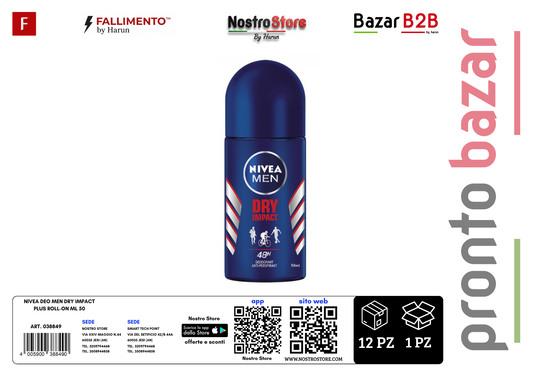 NIVEA DEO MEN DRY IMPACT PLUS ROLL-ON ML 50