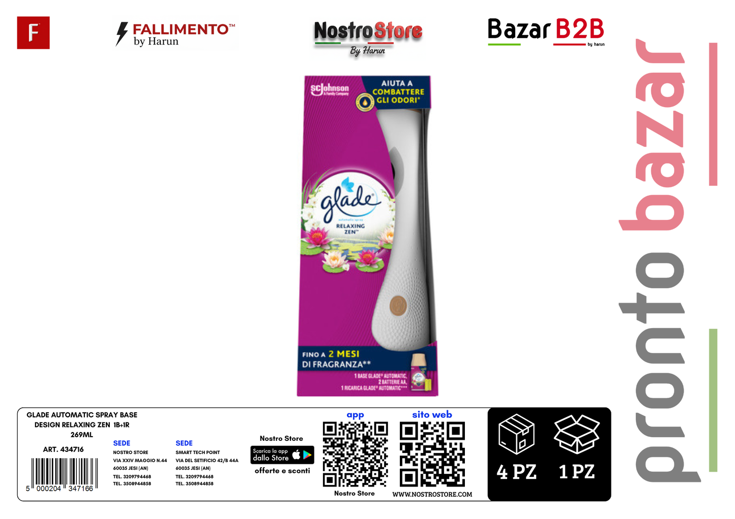 GLADE AUTOMATIC SPRAY BASE DESIGN RELAXING ZEN  1B+1R 269ML