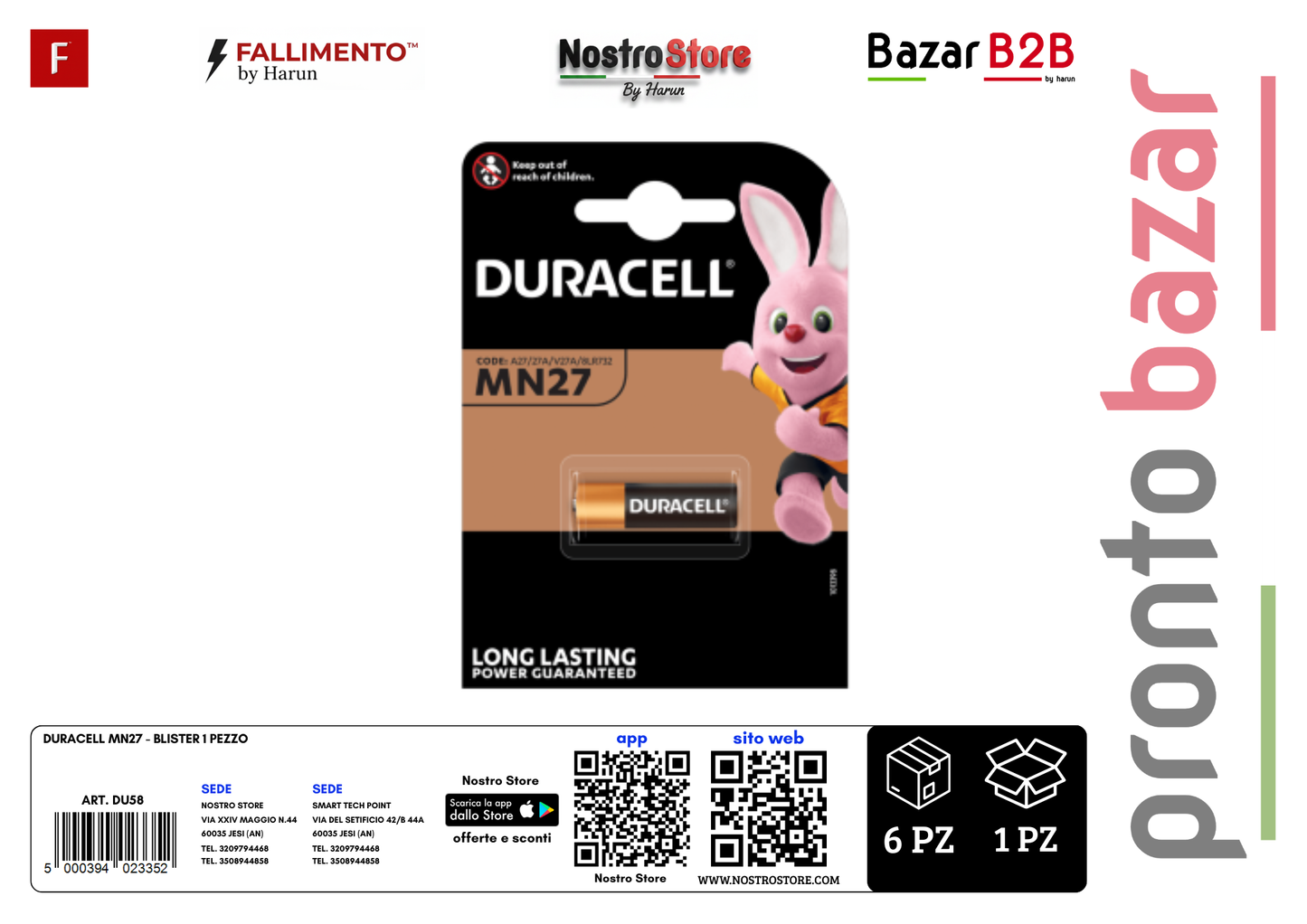 DURACELL MN27 - BLISTER 1 PEZZO