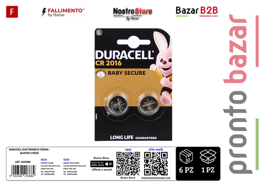 DURACELL ELECTRONICS CR2016 - BLISTER 2 PEZZI