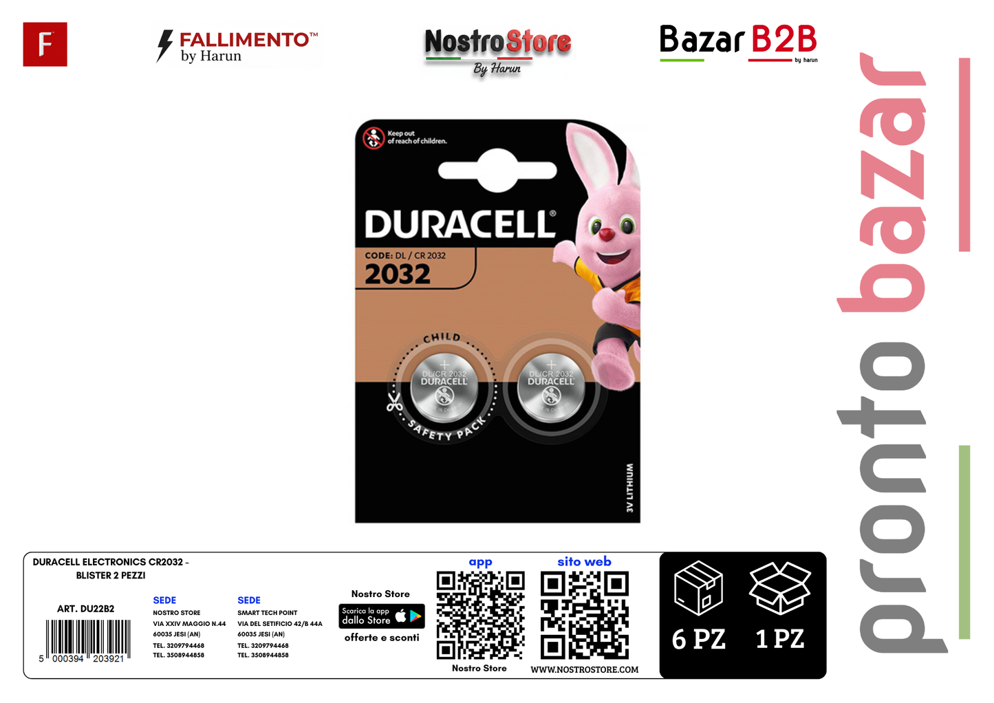 DURACELL ELECTRONICS CR2032 - BLISTER 2 PEZZI