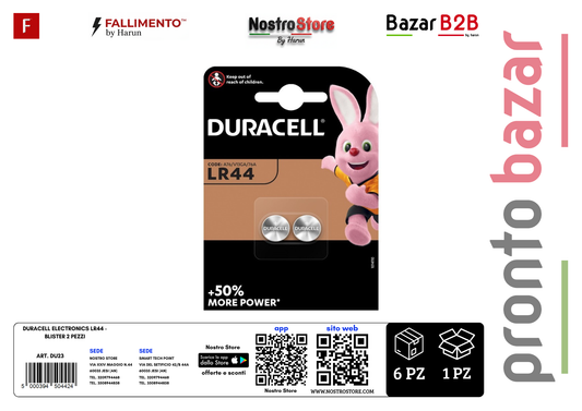 DURACELL ELECTRONICS LR44 - BLISTER 2 PEZZI