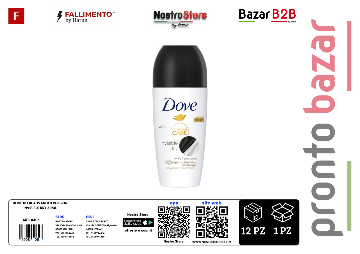 DOVE DEOD.ADVANCED ROLL-ON INVISIBLE DRY 50ML