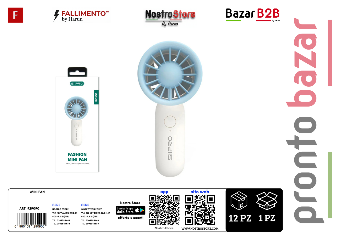 MINI VENTILATORE PORTAILE RICARICABILE