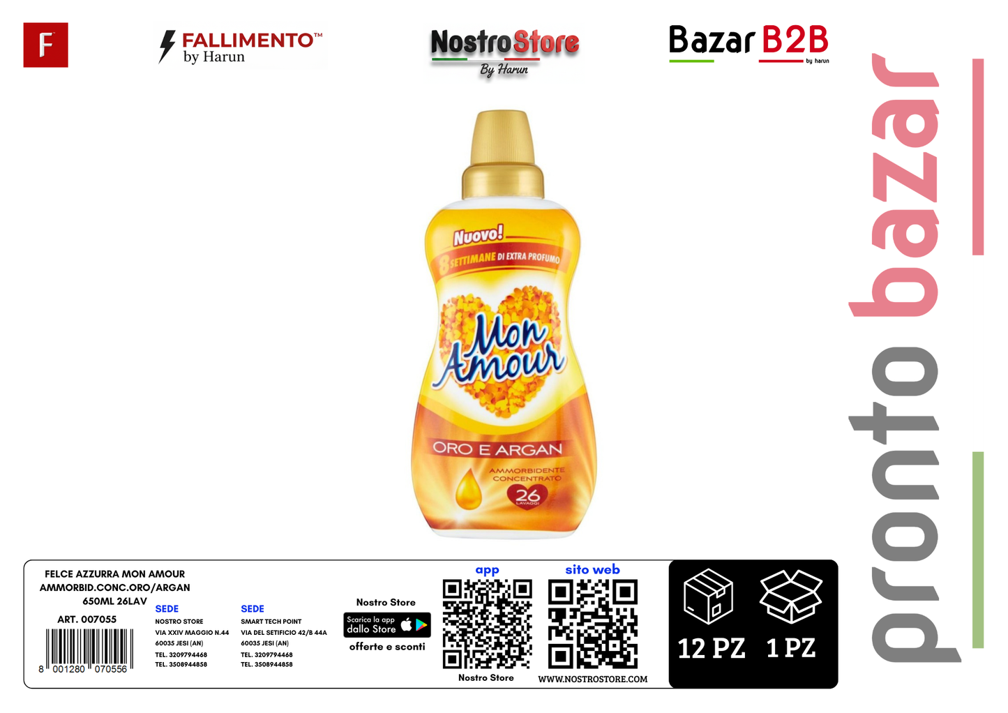 FELCE AZZURRA MON AMOUR AMMORBID.CONC.ORO/ARGAN 650ML 26LAV