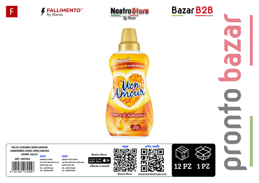 FELCE AZZURRA MON AMOUR AMMORBID.CONC.ORO/ARGAN 650ML 26LAV
