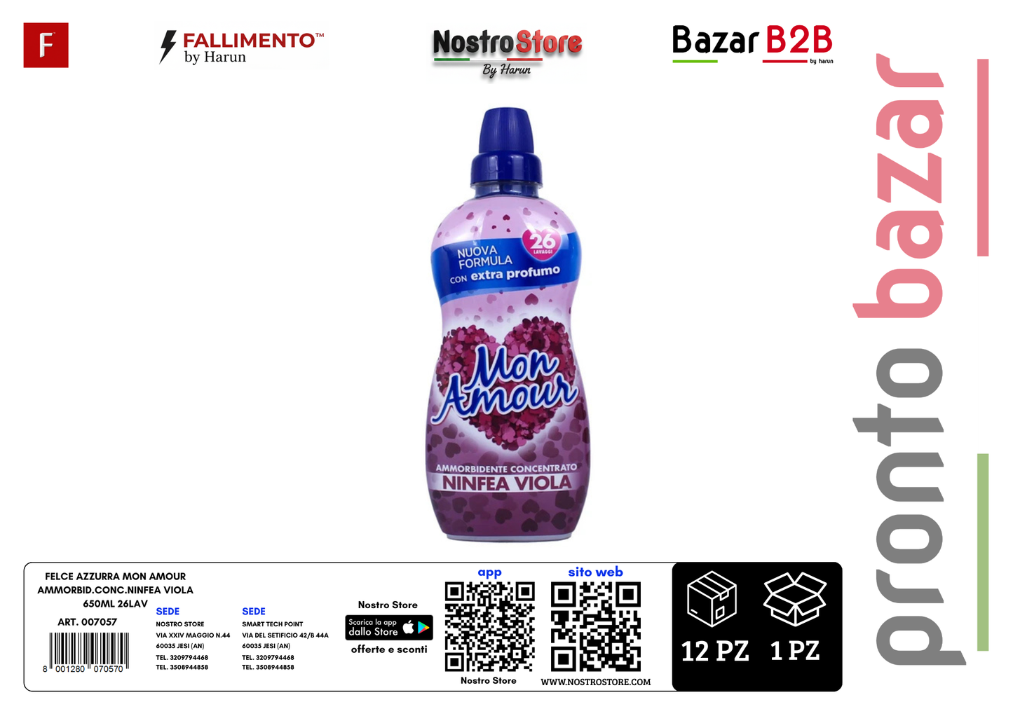 FELCE AZZURRA MON AMOUR AMMORBID.CONC.NINFEA VIOLA 650ML 26LAV