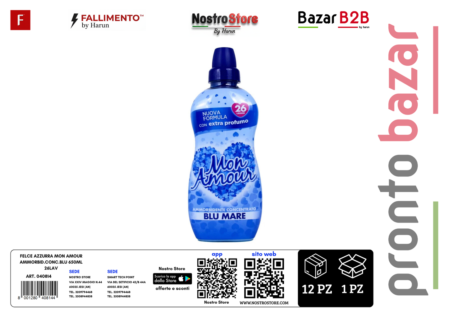 FELCE AZZURRA MON AMOUR AMMORBID.CONC.BLU 650ML 26LAV