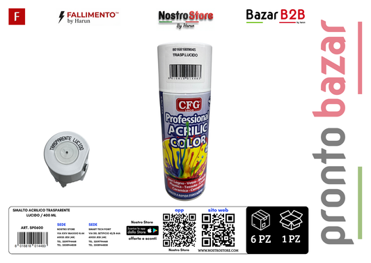 SMALTO ACRILICO TRASPARENTE LUCIDO / 400 ML