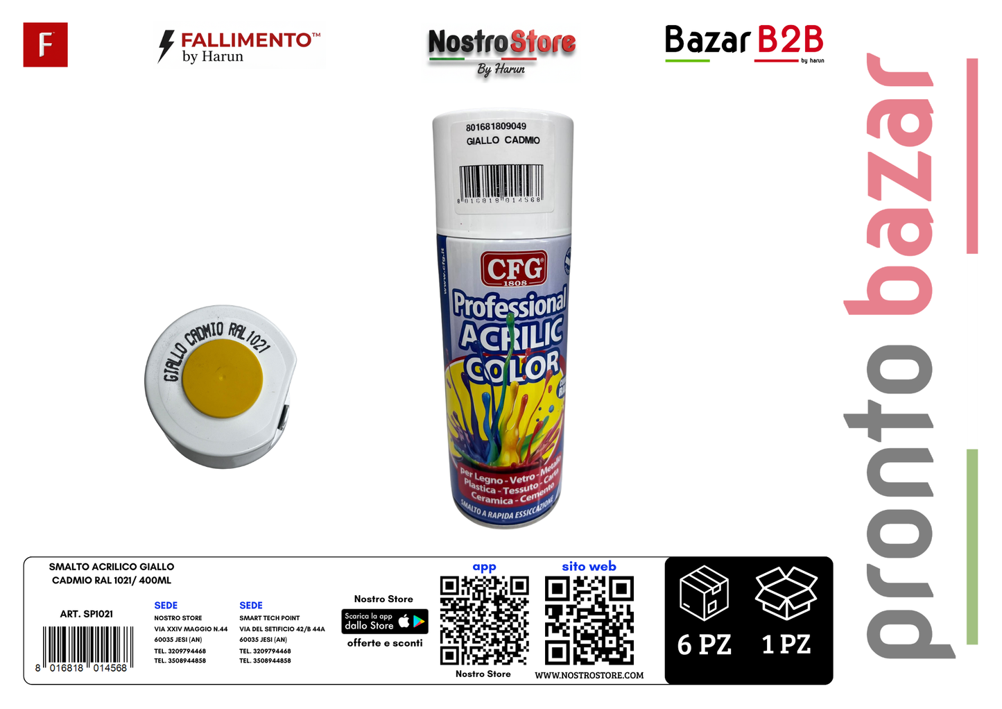 SMALTO ACRILICO GIALLO CADMIO RAL 1021/ 400ML