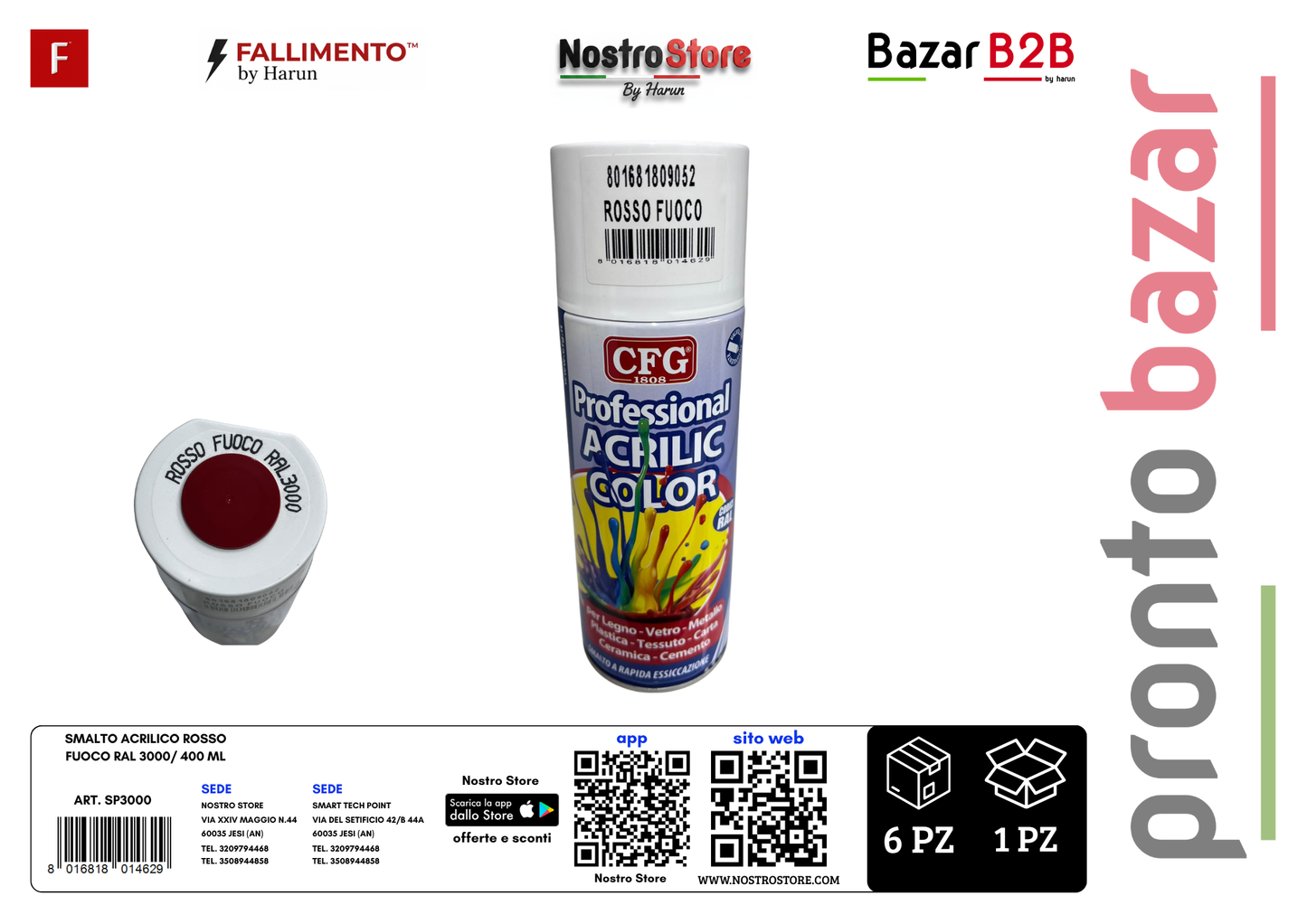 SMALTO ACRILICO ROSSO FUOCO RAL 3000/ 400 ML