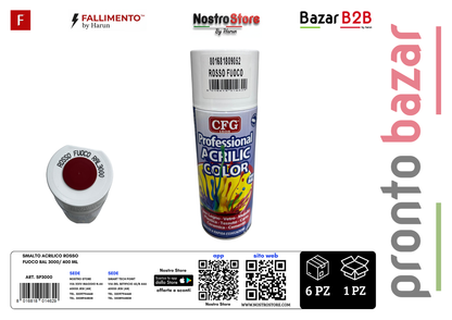 SMALTO ACRILICO ROSSO FUOCO RAL 3000/ 400 ML