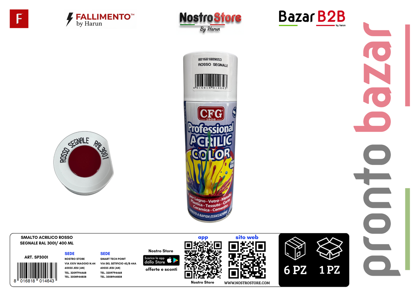SMALTO ACRILICO ROSSO SEGNALE RAL 3001/ 400 ML