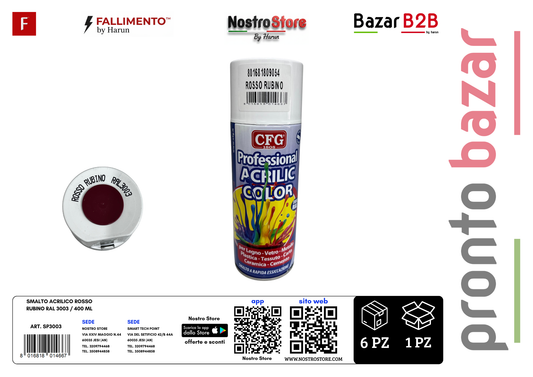 SMALTO ACRILICO ROSSO RUBINO RAL 3003 / 400 ML