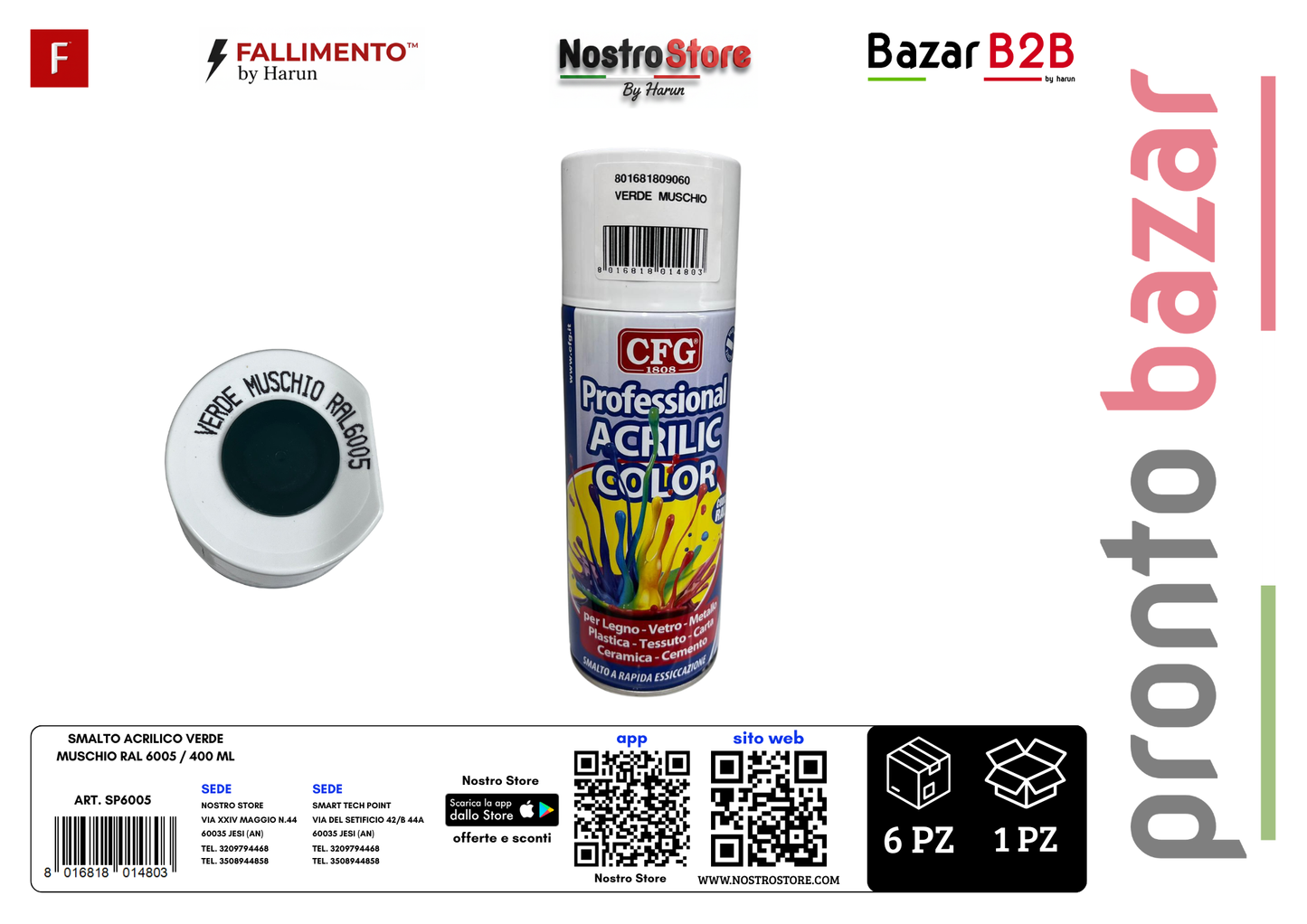 SMALTO ACRILICO VERDE MUSCHIO RAL 6005 / 400 ML