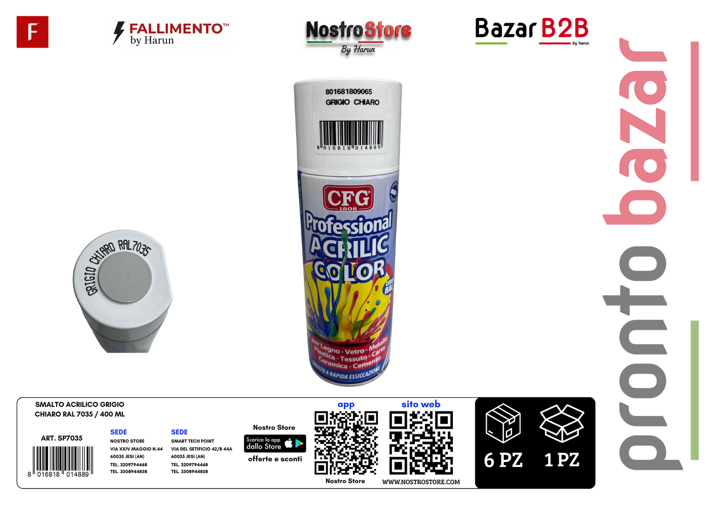 SMALTO ACRILICO GRIGIO CHIARO RAL 7035 / 400 ML
