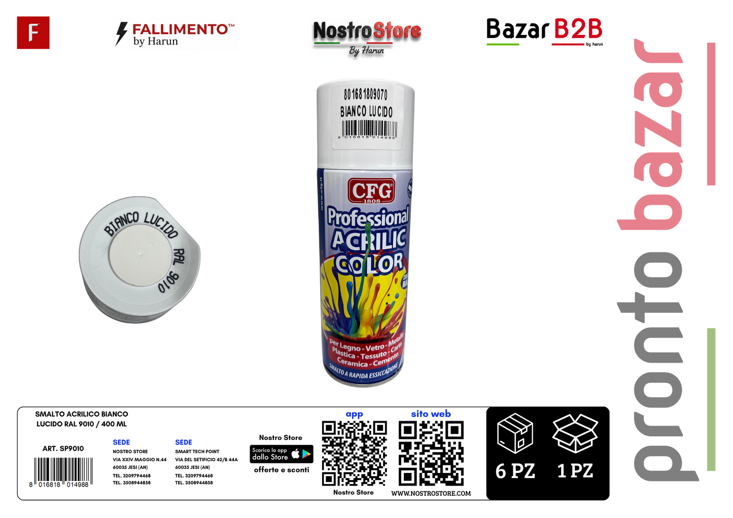 SMALTO ACRILICO BIANCO LUCIDO RAL 9010 / 400 ML