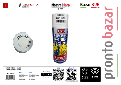 SMALTO ACRILICO BIANCO LUCIDO RAL 9010 / 400 ML