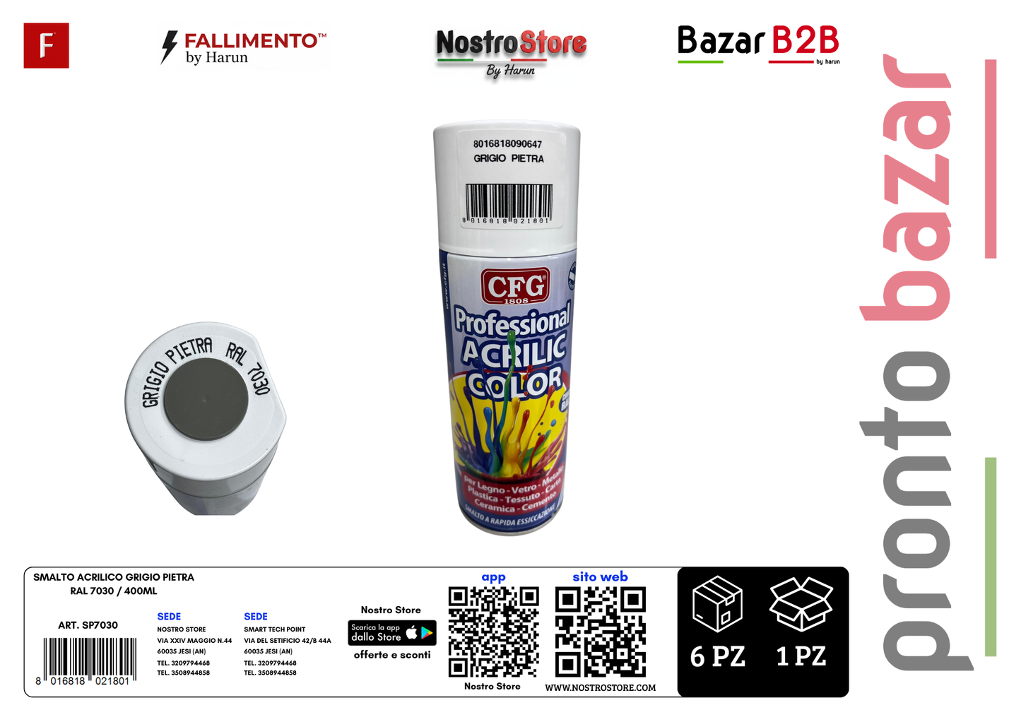 SMALTO ACRILICO GRIGIO PIETRA RAL 7030 / 400ML