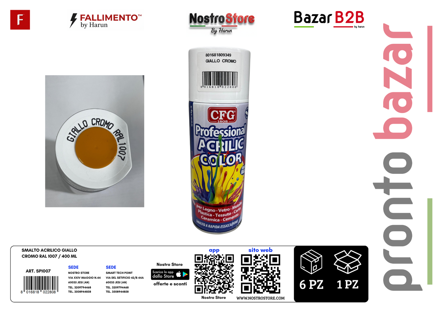 SMALTO ACRILICO GIALLO CROMO RAL 1007 / 400 ML