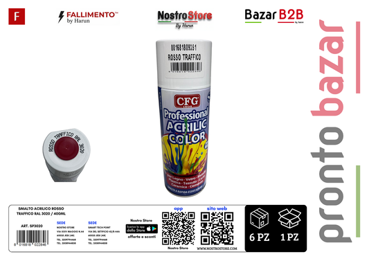 SMALTO ACRILICO ROSSO TRAFFICO RAL 3020 / 400ML