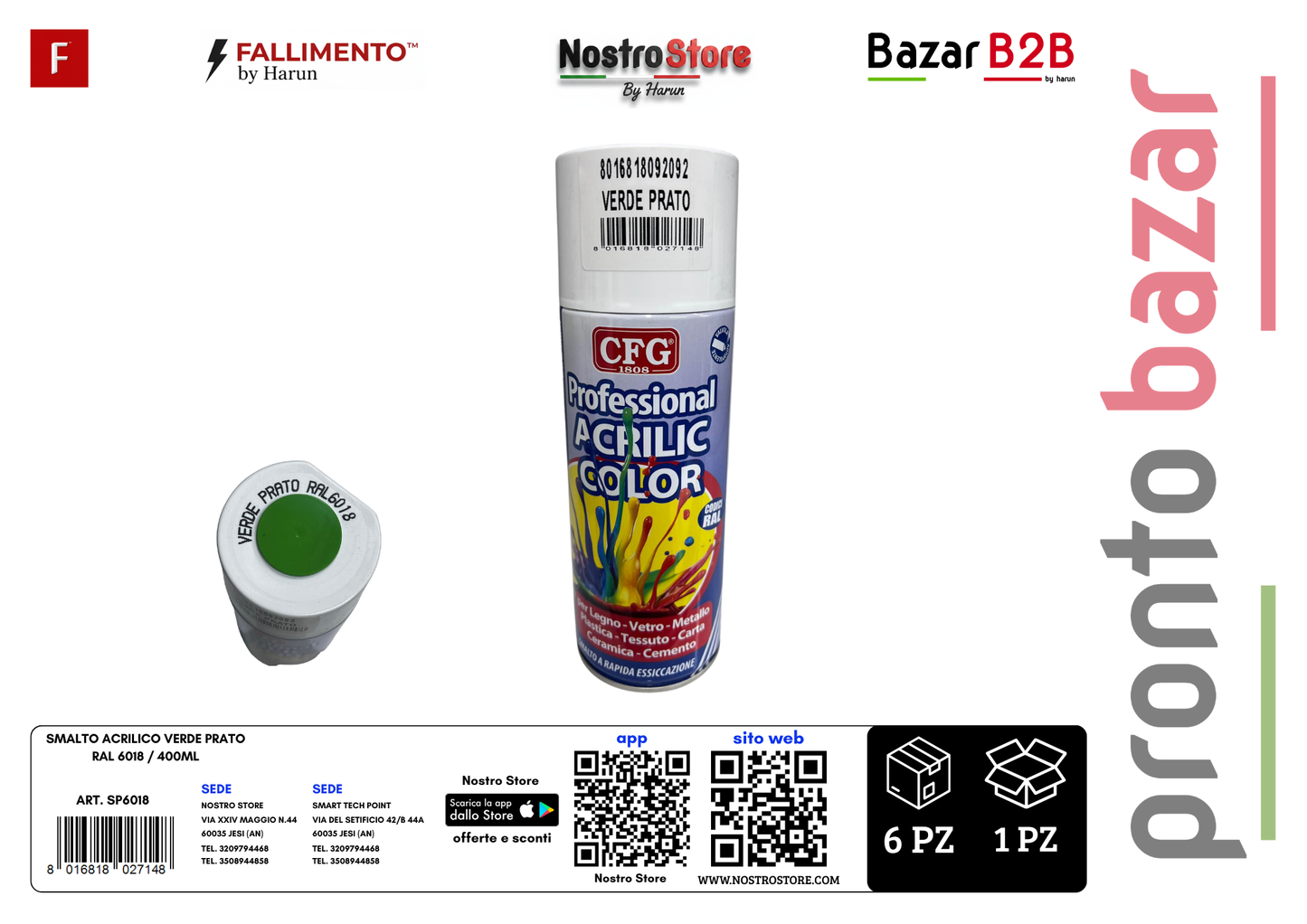 SMALTO ACRILICO VERDE PRATO RAL 6018 / 400ML
