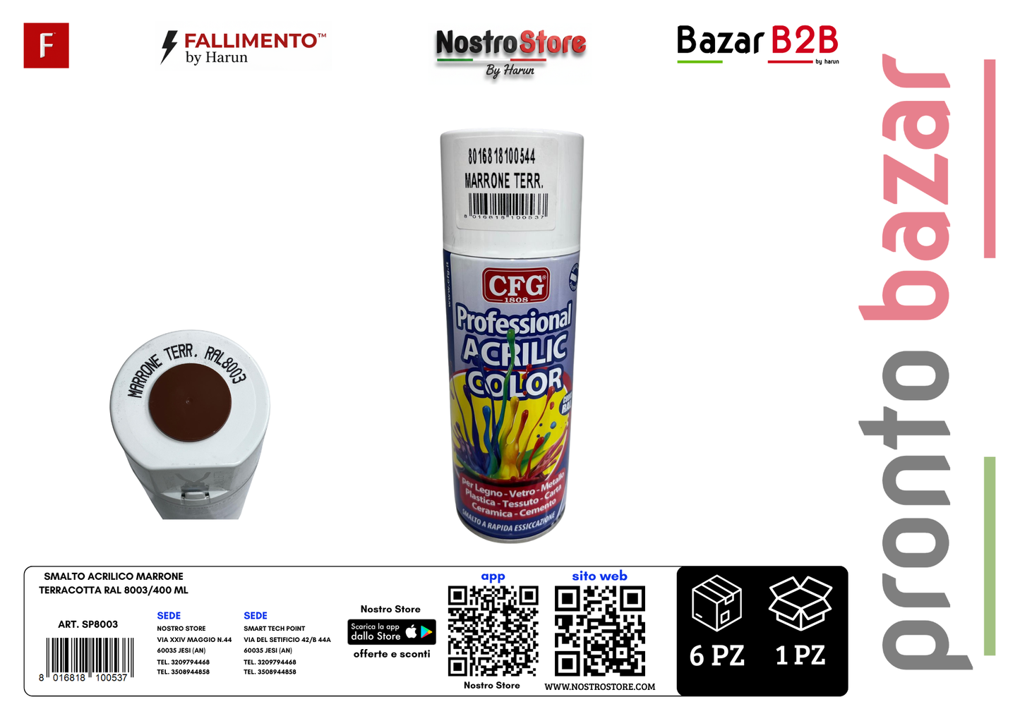 SMALTO ACRILICO MARRONE TERRACOTTA RAL 8003/400 ML