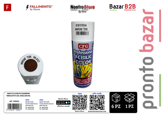 SMALTO ACRILICO MARRONE TERRACOTTA RAL 8003/400 ML