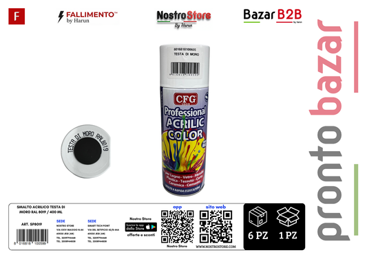 SMALTO ACRILICO TESTA DI MORO RAL 8019 / 400 ML