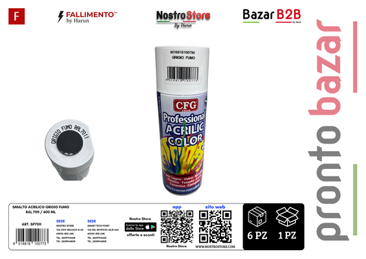 SMALTO ACRILICO GRIGIO FUMO RAL 7011 / 400 ML