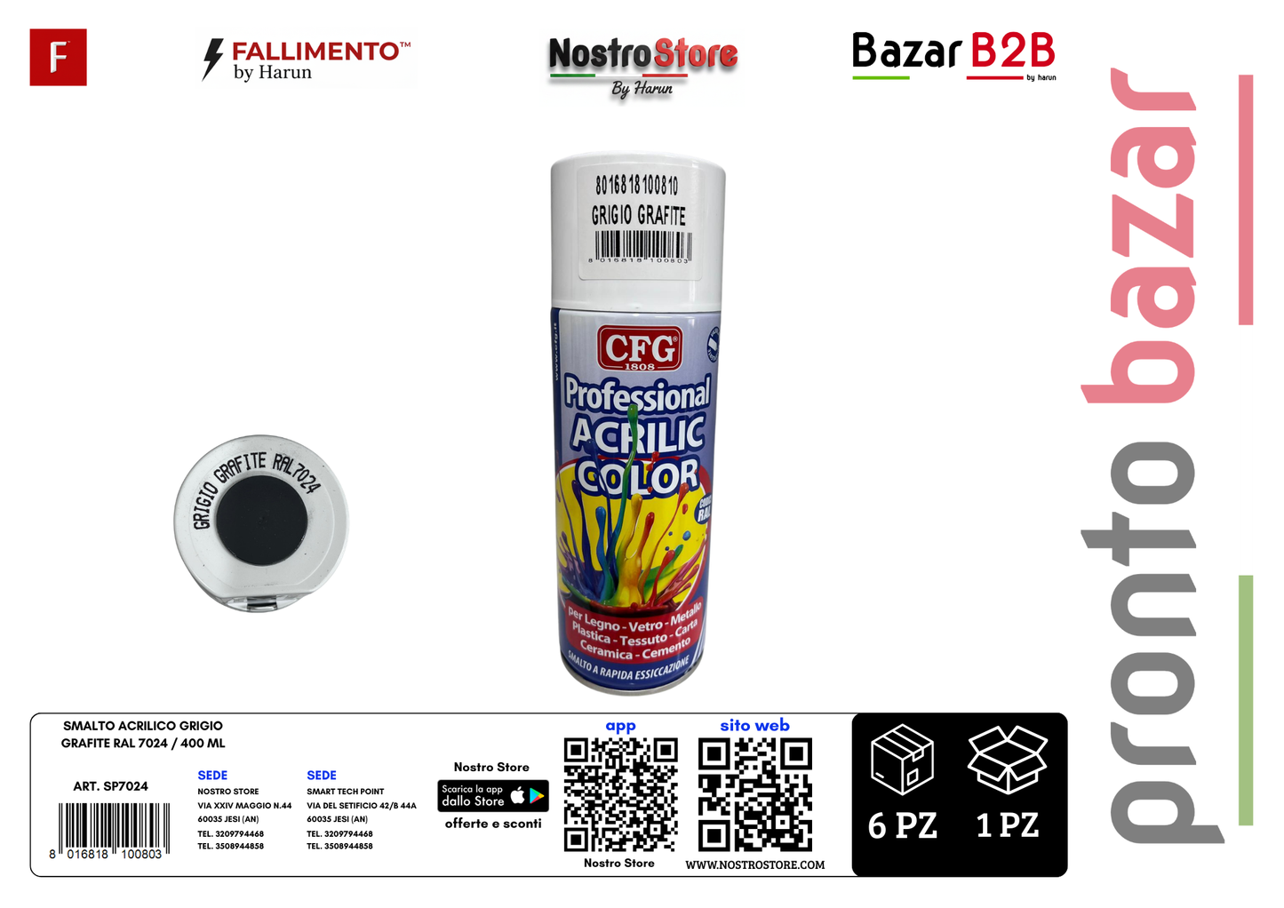 SMALTO ACRILICO GRIGIO GRAFITE RAL 7024 / 400 ML