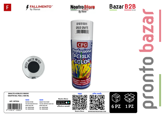 SMALTO ACRILICO GRIGIO GRAFITE RAL 7024 / 400 ML