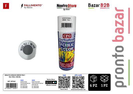 SMALTO ACRILICO GRIGIO TELE 1 RAL 7045 / 400 ML