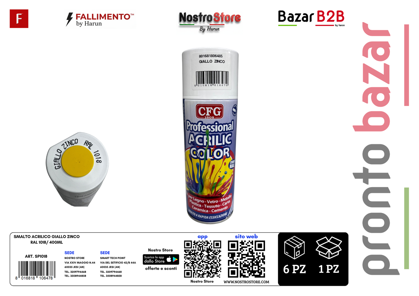 SMALTO ACRILICO GIALLO ZINCO RAL 1018/ 400ML