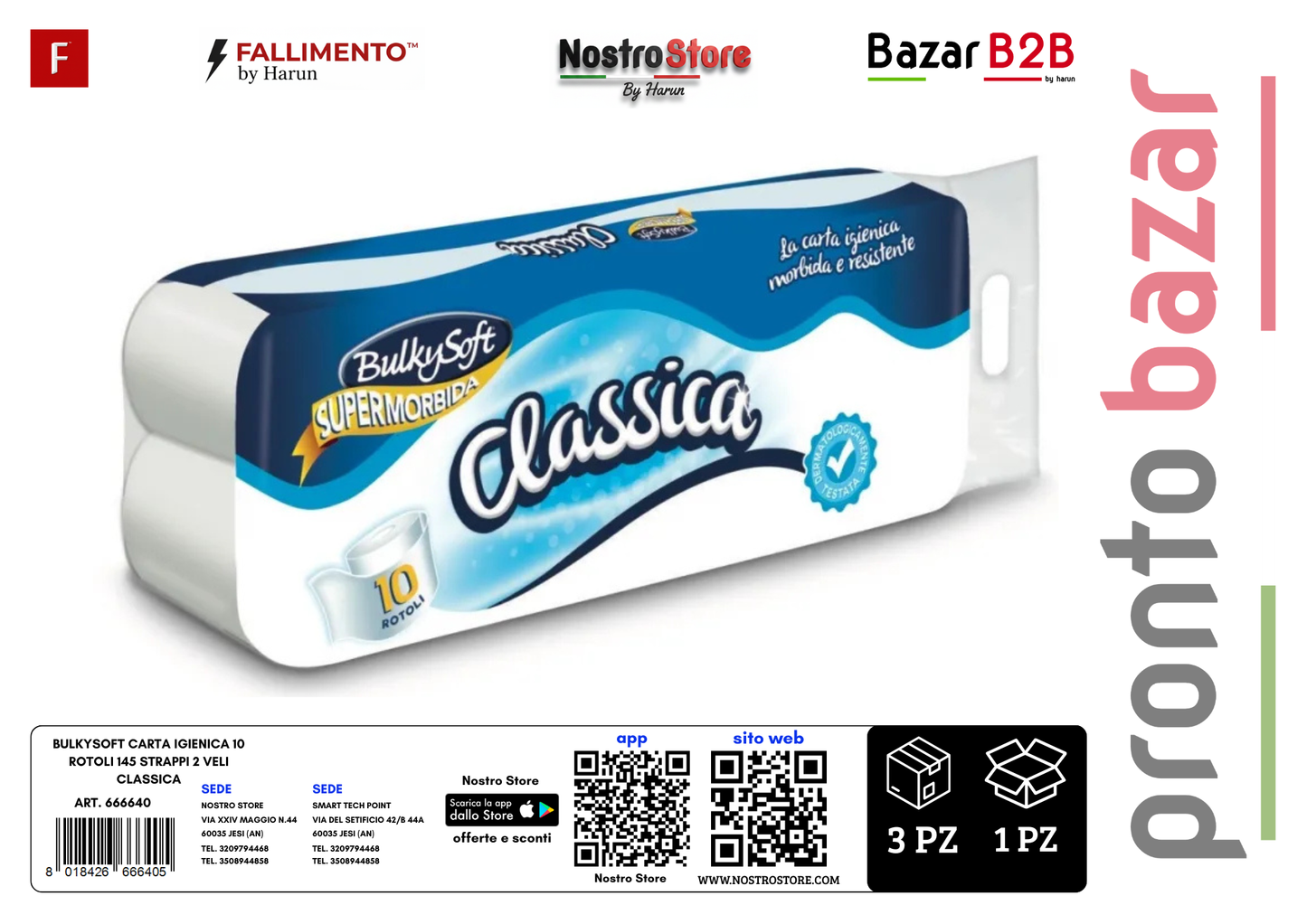 BULKYSOFT CARTA IGIENICA 10 ROTOLI 145 STRAPPI 2 VELI CLASSICA