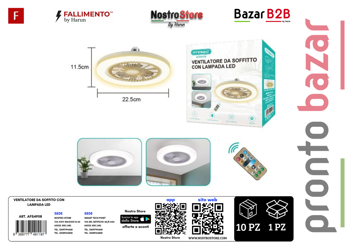 VENTILATORE DA SOFFITO CON  LAMPADA LED