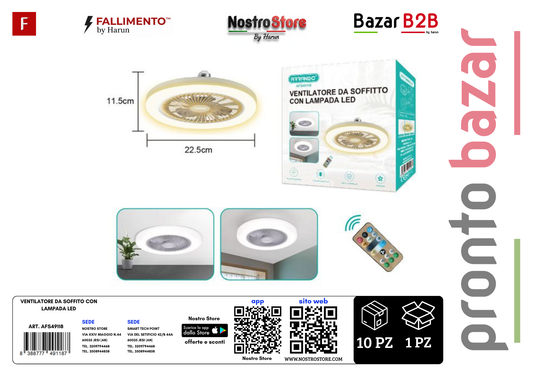 VENTILATORE DA SOFFITO CON  LAMPADA LED
