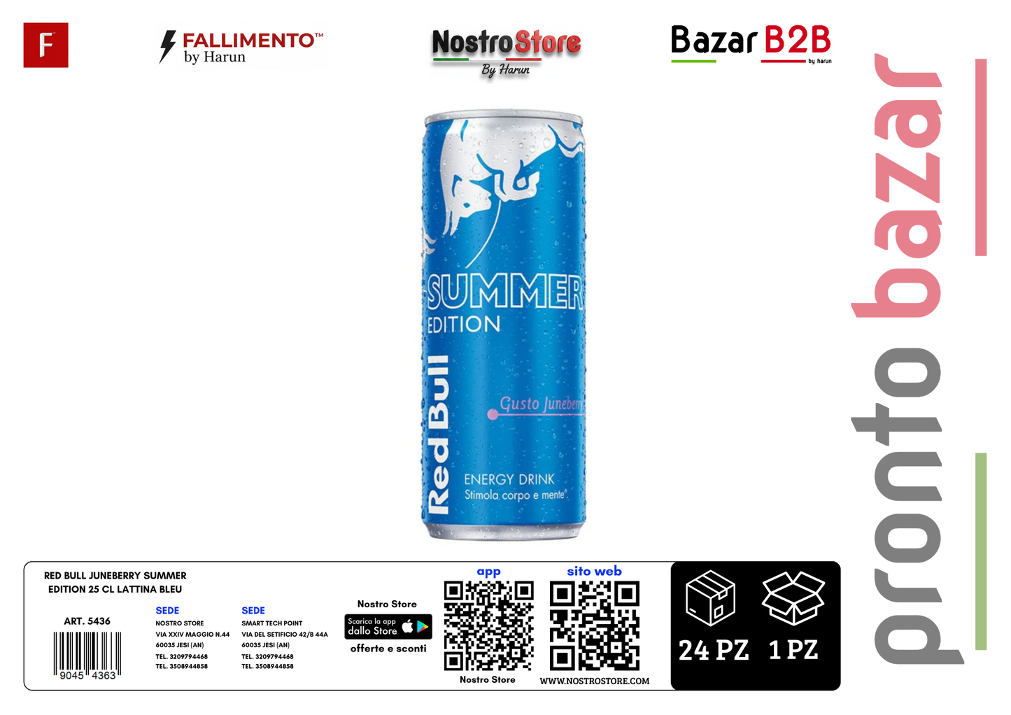 RED BULL JUNEBERRY SUMMER EDITION 25 CL LATTINA BLEU