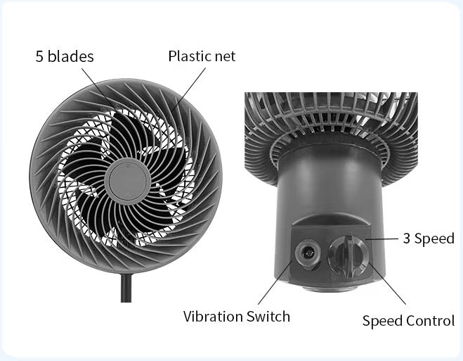 VENTILATORE IBERIC NERO 3 VELOCITA' 230V/50HZ/90W/DIAM.26CM H106