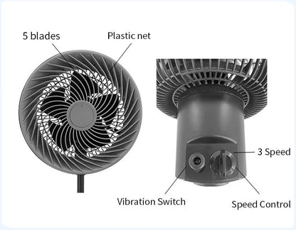 VENTILATORE IBERIC NERO 3 VELOCITA' 230V/50HZ/90W/DIAM.26CM H106