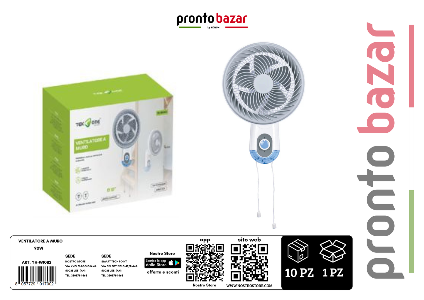 ventilatore a muro 90w
