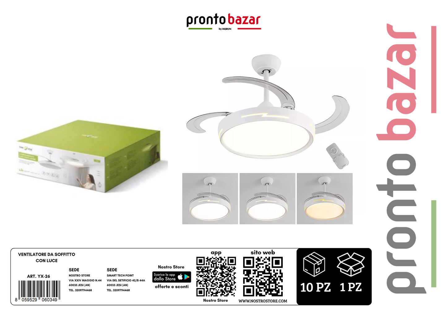 ventilatore da soffitto con luce