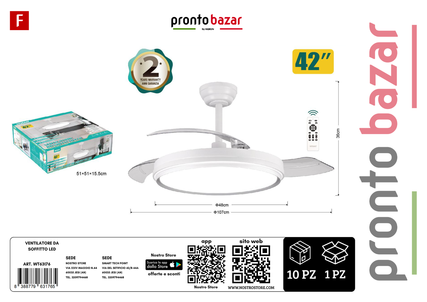 ventilatore da soffitto led