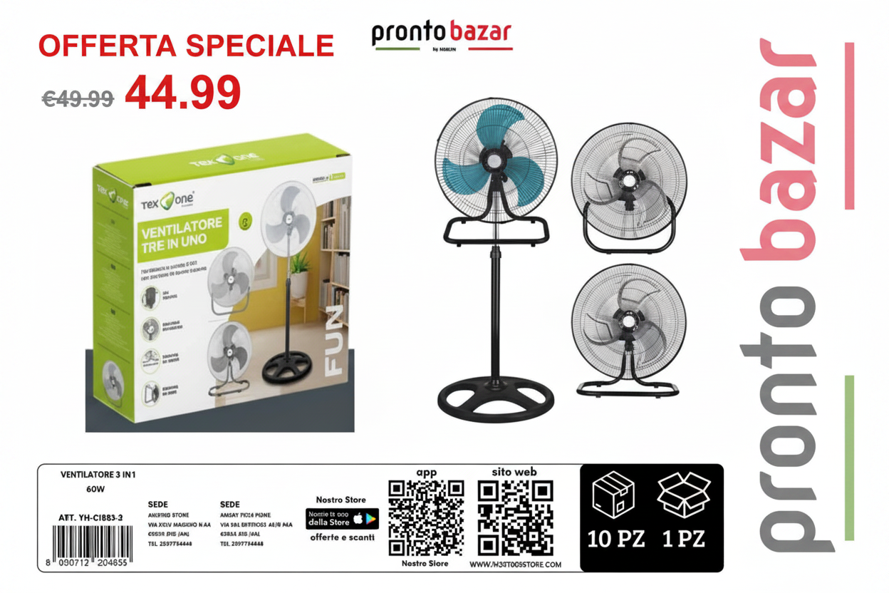 Volantino Offerta Ventilatore Tre in Uno